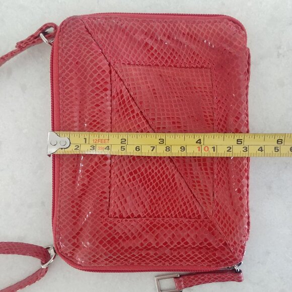 Latico genuine leather snakeskin look dark burnt orange small bag purse - Picture 15 of 16